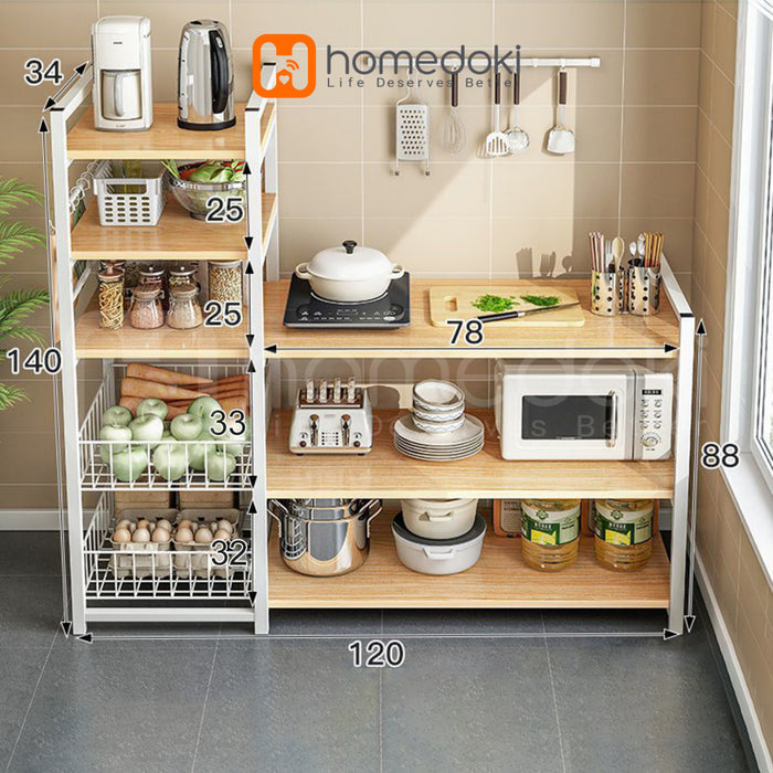 Homedoki Rak Piring / Rak susun serbaguna / Rak Oven / Lemari dapur / Rak dapur / Lemari piring