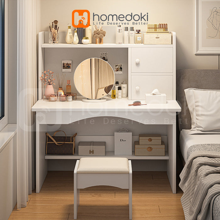 Homedoki Meja Belajar / Meja Kantor / Meja Rias Minimalis / Meja Rias Aesthetic / Meja Rias Putih