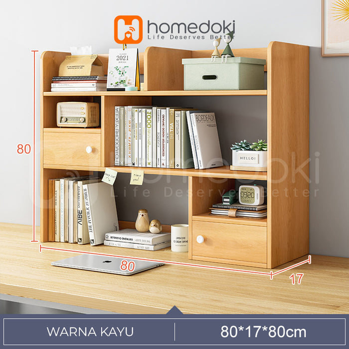 Homedoki Rak Buku / Tempat Buku / Rak Buku Kayu Minimalis / Rak Kamar / Rak Susun Portabel / Bookshelf