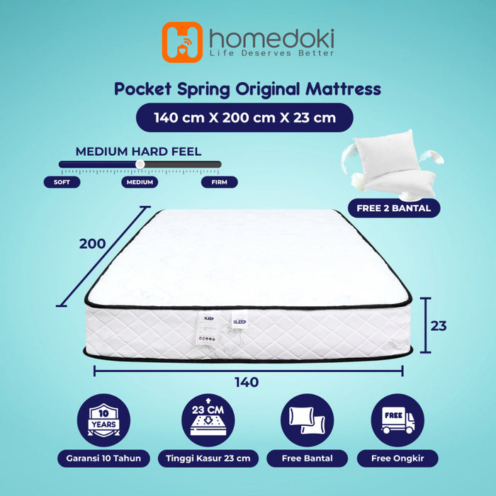 Homedoki Kasur Spring Bed / Matras Kasur / Spring Bed 180x200 / Tebal 23cm