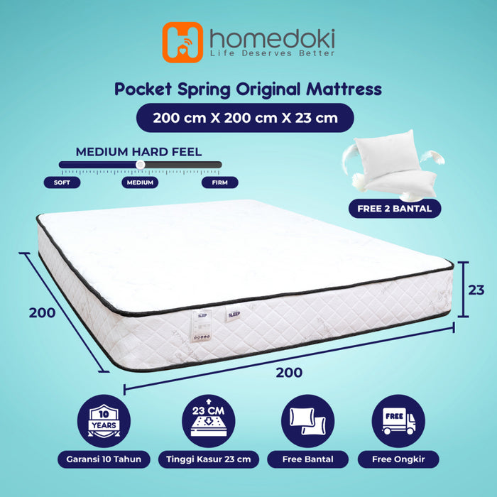 Homedoki Kasur Spring Bed / Matras Kasur / Spring Bed 180x200 / Tebal 23cm