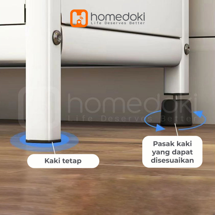 Homedoki Rak Piring Tertutup / Rak Dapur / Rak Susun Serbaguna / Lemari Piring / Rak Penyimpanan Multi-layer Dengan Roda Pintu