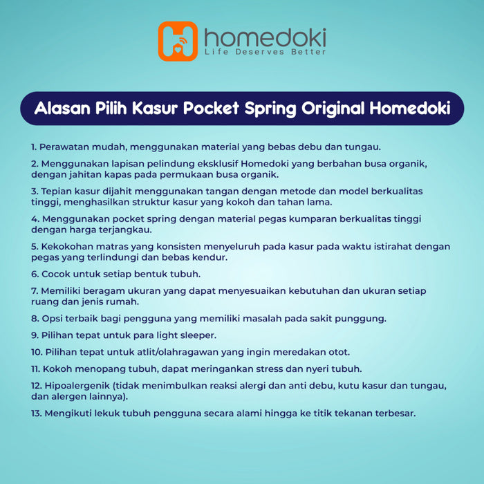 Homedoki Kasur Spring Bed / Matras Kasur / Spring Bed 180x200 / Tebal 23cm
