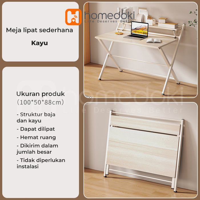 Homedoki Meja Belajar Lipat / Meja Lipat Portable / Meja Kantor / Meja Kerja Minimalis  / Meja Portable