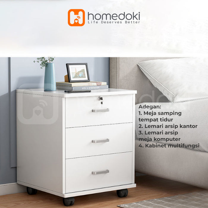Homedoki Lemari Laci Penyimpanan / Nakas Ruang Kerja / Nakas Meja Kamar Tidur / Meja Nakas Minimalis