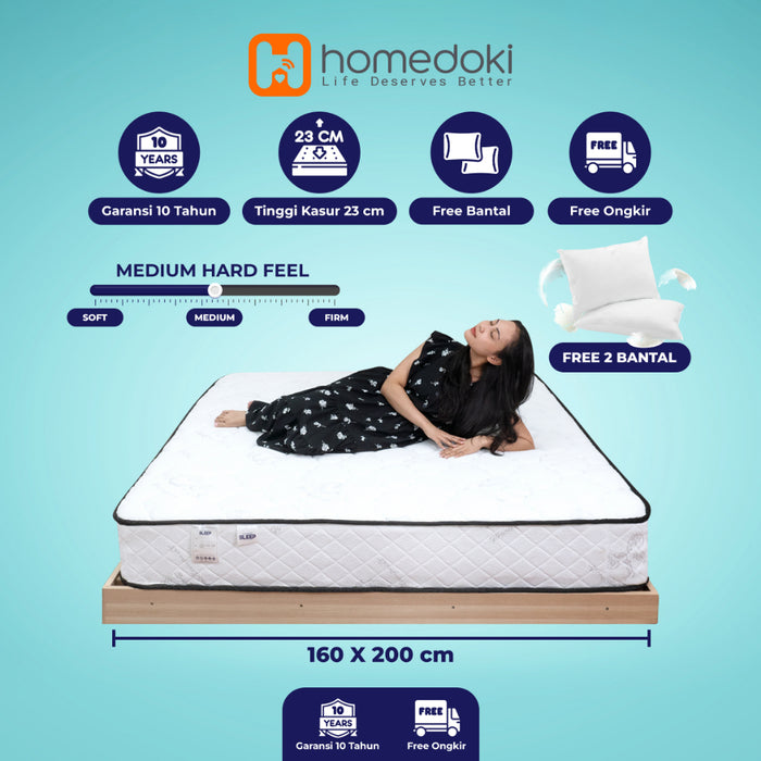 Homedoki Kasur Spring Bed / Matras Kasur / Spring Bed 180x200 / Tebal 23cm