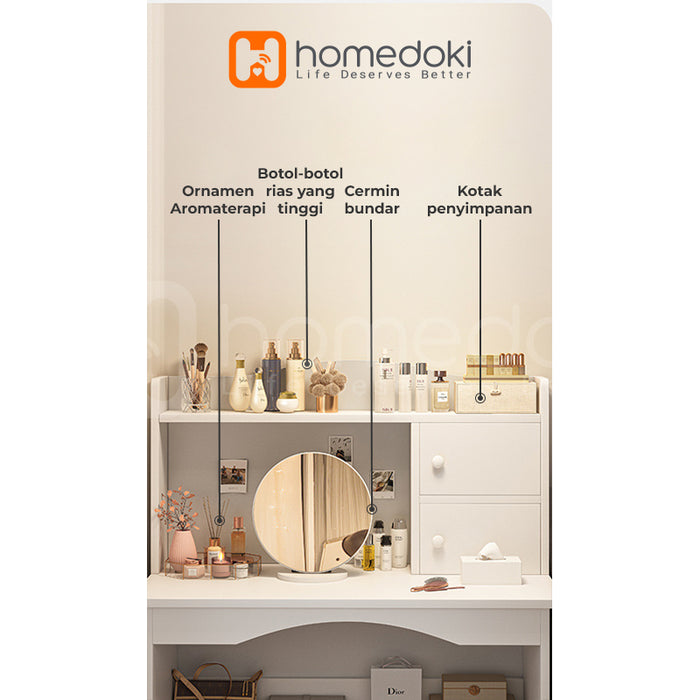 Homedoki Meja Belajar / Meja Kantor / Meja Rias Minimalis / Meja Rias Aesthetic / Meja Rias Putih