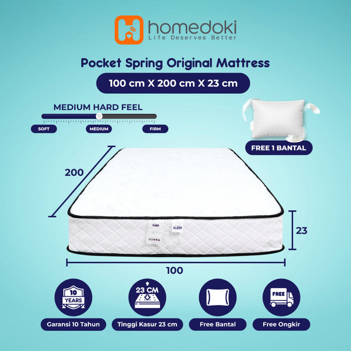 Homedoki Kasur Spring Bed / Matras Kasur / Spring Bed 180x200 / Tebal 23cm