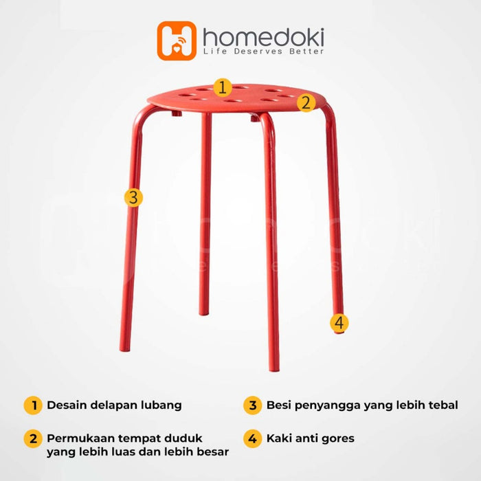 Homedoki Bangku Bakso/Bangku Makan/Bangku Cafe/Bangku Besi Kecil / Kursi Murah / Kursi Dapat Ditumpuk