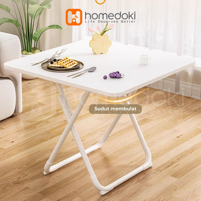Homedoki Meja lipat portabel serbaguna / meja makan lipat / meja lipat bundar / meja lipat persegi / meja kopi berdiameter 60cm