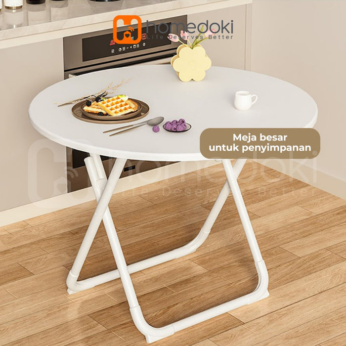 Homedoki Meja lipat portabel serbaguna / meja makan lipat / meja lipat bundar / meja lipat persegi / meja kopi berdiameter 60cm