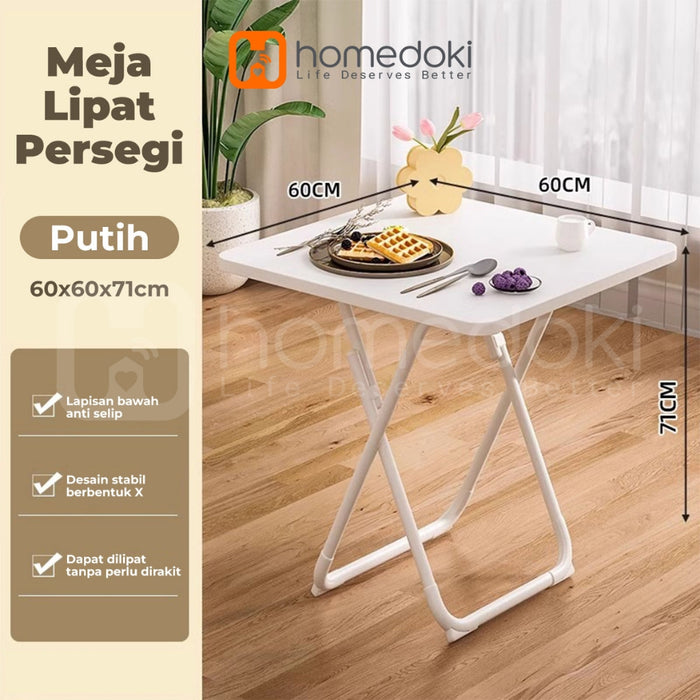 Homedoki Meja lipat portabel serbaguna / meja makan lipat / meja lipat bundar / meja lipat persegi / meja kopi berdiameter 60cm