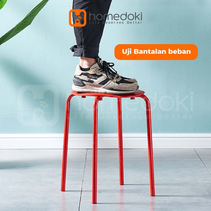 Homedoki Bangku Bakso/Bangku Makan/Bangku Cafe/Bangku Besi Kecil / Kursi Murah / Kursi Dapat Ditumpuk