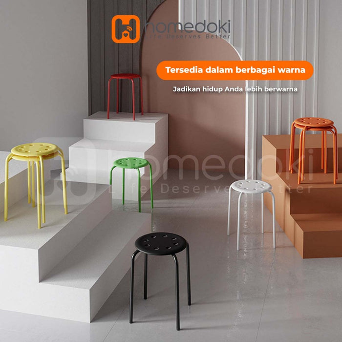 Homedoki Bangku Bakso/Bangku Makan/Bangku Cafe/Bangku Besi Kecil / Kursi Murah / Kursi Dapat Ditumpuk