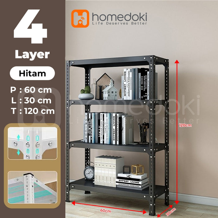 Homedoki Rak penyimpanan multifungsi 5 tingkat/rak penyimpanan gudang/rak penyimpanan dapur/lemari buku