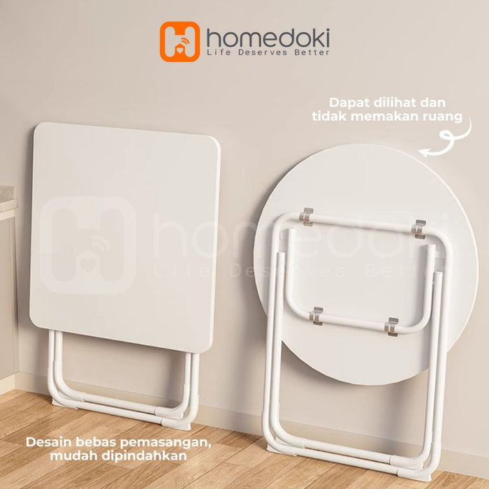 Homedoki Meja lipat portabel serbaguna / meja makan lipat / meja lipat bundar / meja lipat persegi / meja kopi berdiameter 60cm