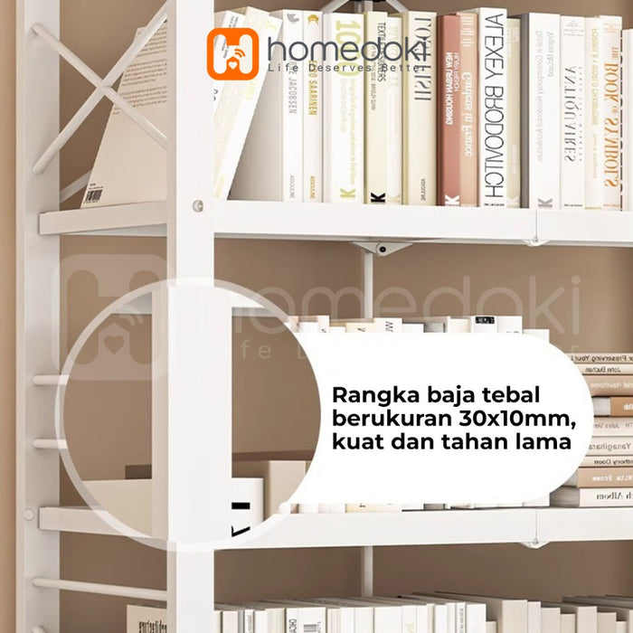 Homedoki Rak Lipat penyimpanan multifungsi 5 tingkat/rak penyimpanan gudang/rak penyimpanan dapur/lemari buku