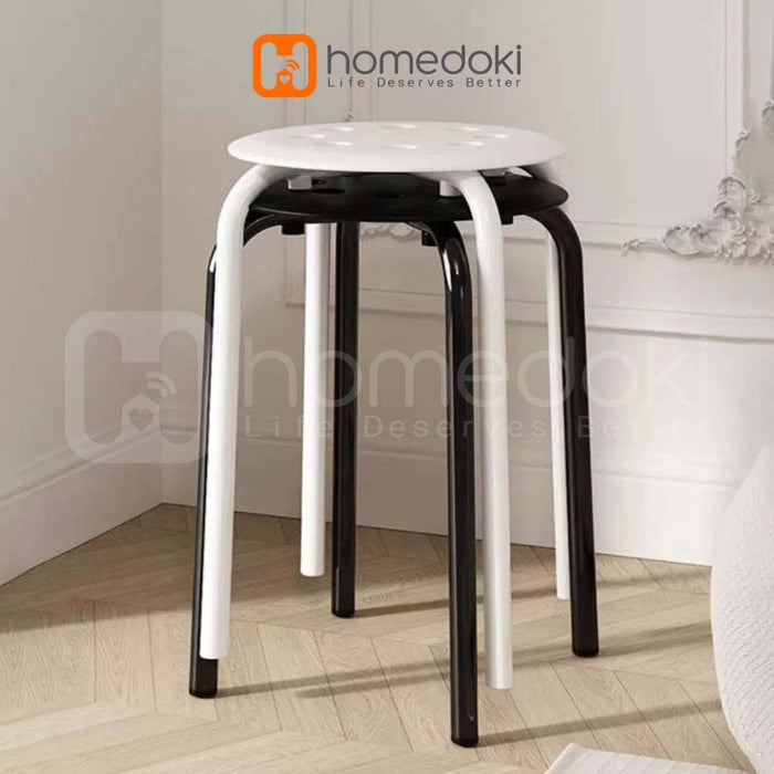 Homedoki Bangku Bakso/Bangku Makan/Bangku Cafe/Bangku Besi Kecil / Kursi Murah / Kursi Dapat Ditumpuk