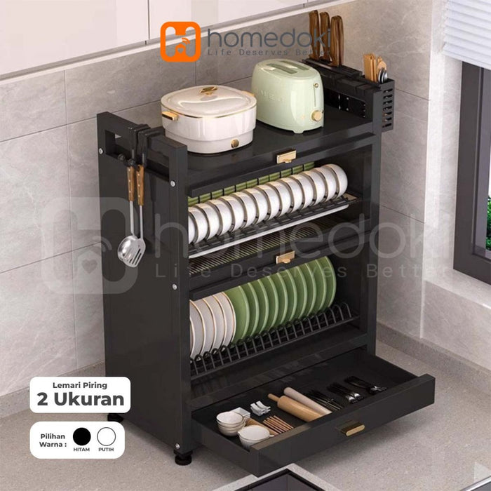 Homedoki Rak Piring Minimalis/Lemari Dapur Minimalis/Lemari Piring/Lemari PiringTertutup/Lemari Piring Tarik Keluar