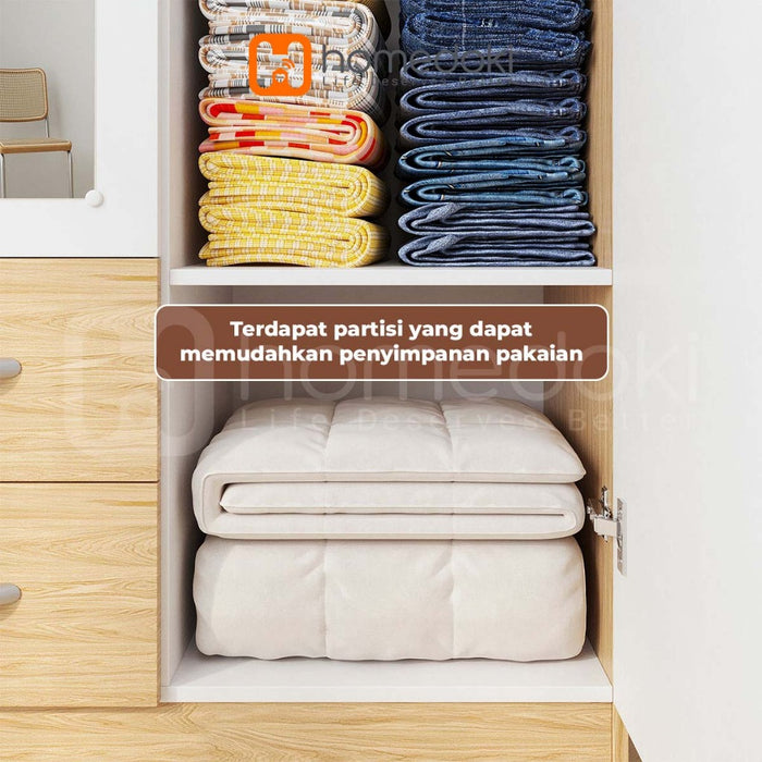 Homedoki Lemari Pakaian Besar/Lemari Pakaian/Lemari Baju/Lemari Baju Minimalis/Lemari Pakaian Estetik/Lemari Baju Aesthetic
