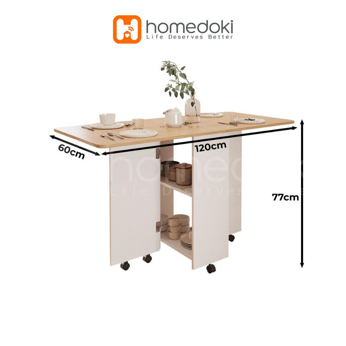 Homedoki Meja Makan Lipat / Meja Makan / Meja Lipat / Meja Makan Kayu / Meja Lipat Sederhana