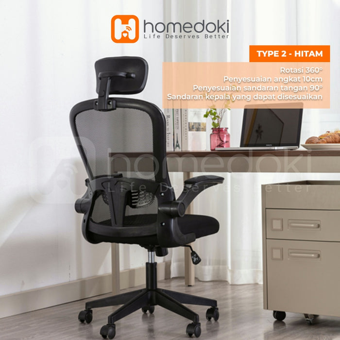 Homedoki Kursi Kantor / Kursi Gaming / Kursi Putar / Kursi Kantor Hidrolik / Kursi Jaring / Kursi Ergonomis