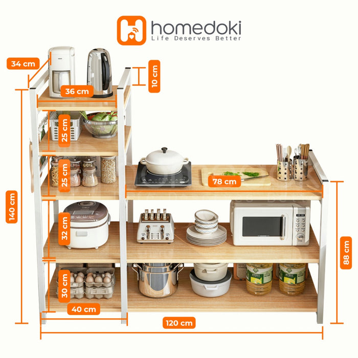 Homedoki Rak Piring / Rak susun serbaguna / Rak Oven / Lemari dapur / Rak dapur / Lemari piring