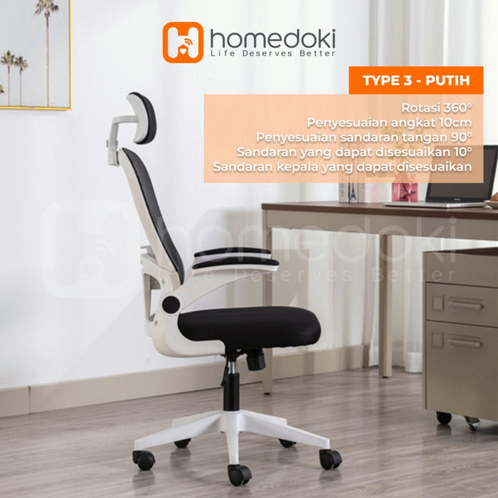 Homedoki Kursi Kantor / Kursi Gaming / Kursi Putar / Kursi Kantor Hidrolik / Kursi Jaring / Kursi Ergonomis