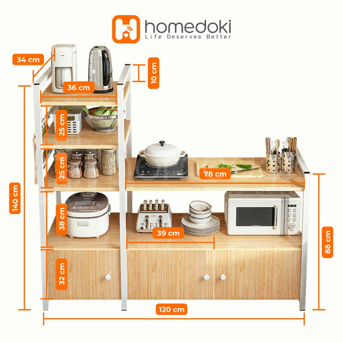Homedoki Rak Piring / Rak susun serbaguna / Rak Oven / Lemari dapur / Rak dapur / Lemari piring