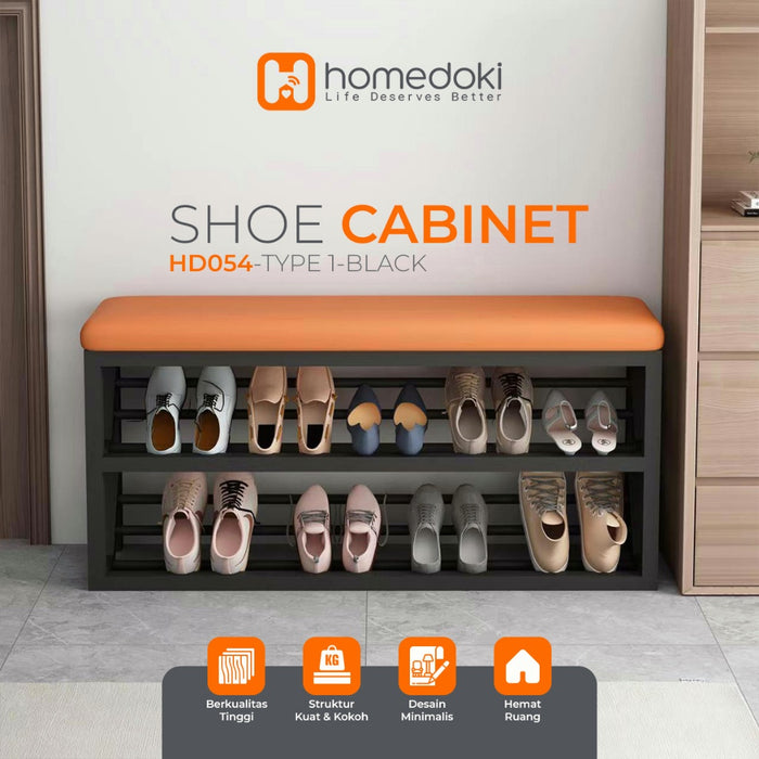 Homedoki Rak Sepatu / Rak Sepatu Duduk / Rak Sepatu Sofa / Bangku Rak Sepatu / Lemari Sepatu 2 Susun