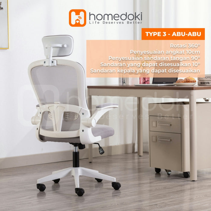 Homedoki Kursi Kantor / Kursi Gaming / Kursi Putar / Kursi Kantor Hidrolik / Kursi Jaring / Kursi Ergonomis