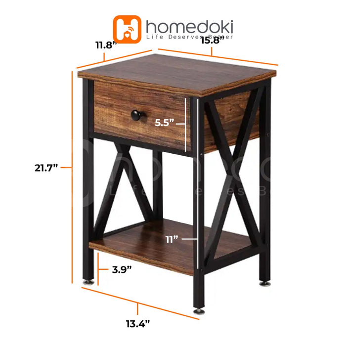 Homedoki Meja Nakas Minimalis / Meja Nakas Kecil / Meja Sudut / Meja Samping Tempat Tidur