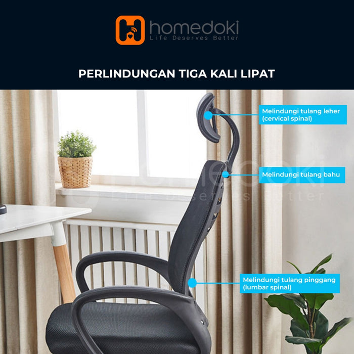 Homedoki Kursi Kantor / Kursi Gaming / Kursi Putar / Kursi Kerja / Kursi Jaring