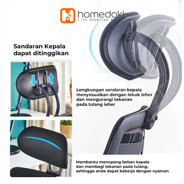 Homedoki Kursi Kantor / Kursi Gaming / Kursi Putar / Kursi Kerja / Kursi Jaring