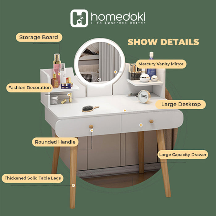 Homedoki Meja Rias Modern HD058 - PUTIH