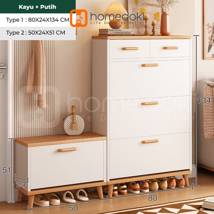 Homedoki Rak Sepatu / Lemari Sepatu Kayu /  Lemari Kabinet Kayu Minimalis / Rak Sepatu Kayu / Rak Sepatu Minimalis / Shoes Cabinet