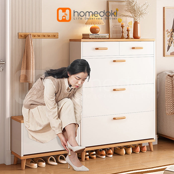 Homedoki Rak Sepatu / Lemari Sepatu Kayu /  Lemari Kabinet Kayu Minimalis / Rak Sepatu Kayu / Rak Sepatu Minimalis / Shoes Cabinet