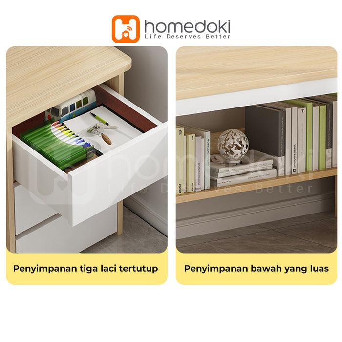 Homedoki Meja Kantor / Meja Komputer / Meja Kerja Minimalis / 120cm Meja Belajar / Meja Kantor Dengan Laci