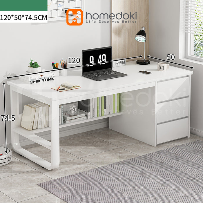 Homedoki Meja Kantor / Meja Komputer / Meja Kerja Minimalis / 120cm Meja Belajar / Meja Kantor Dengan Laci