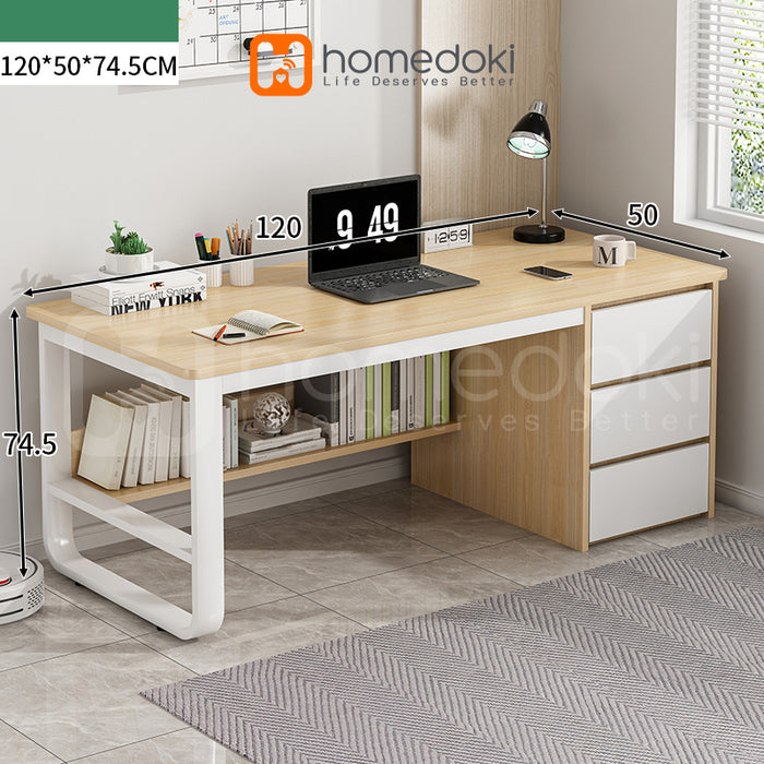 Homedoki Meja Kantor / Meja Komputer / Meja Kerja Minimalis / 120cm Meja Belajar / Meja Kantor Dengan Laci