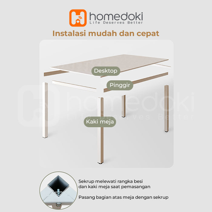Homedoki Meja Makan / Meja Makan Minimalis / Meja Makan Murah / Meja Makan Putih