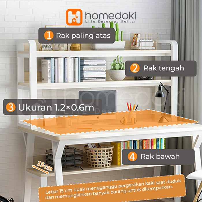 Homedoki Meja Belajar / Meja komputer / Meja Kerja / Meja Belajar Minimalis Kayu / Meja Kerja Murah / Meja Belajar Anak