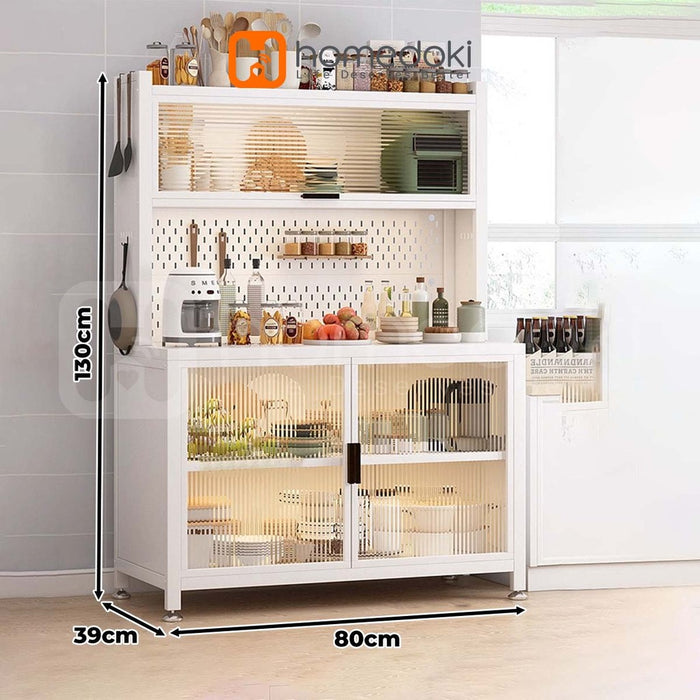 Homedoki Rak Dapur/ Lemari Dapur Dengan Pintu /Rak Penyimpanan Microwave Oven /Rak Dapur Serbaguna /Rak Susun /Rak Piring Wastafel