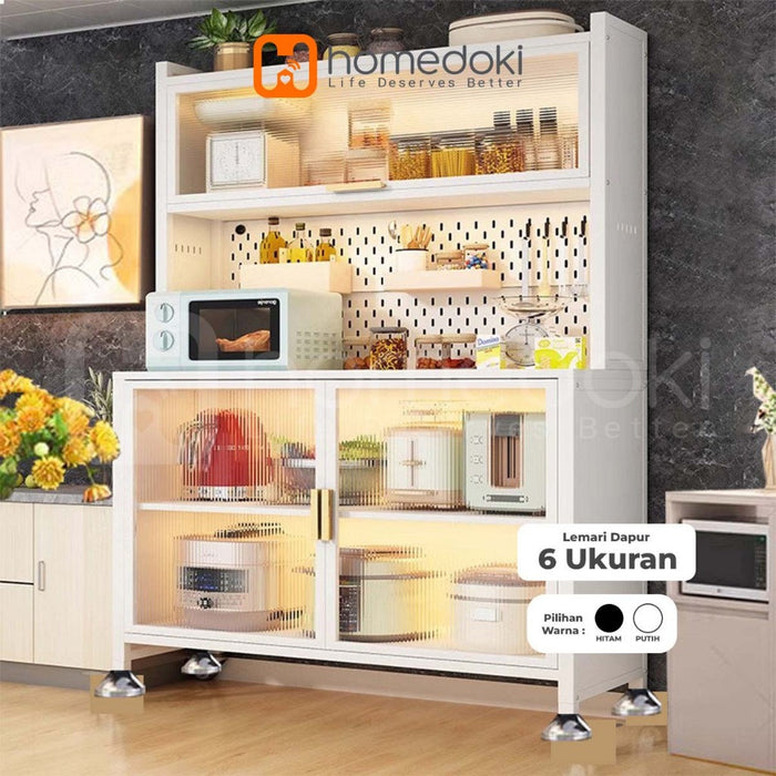 Homedoki Rak Dapur/ Lemari Dapur Dengan Pintu /Rak Penyimpanan Microwave Oven /Rak Dapur Serbaguna /Rak Susun /Rak Piring Wastafel