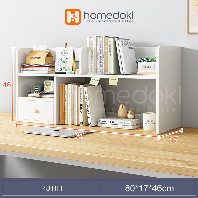 Homedoki Rak Buku / Tempat Buku / Rak Buku Kayu Minimalis / Rak Kamar / Rak Susun Portabel / Bookshelf
