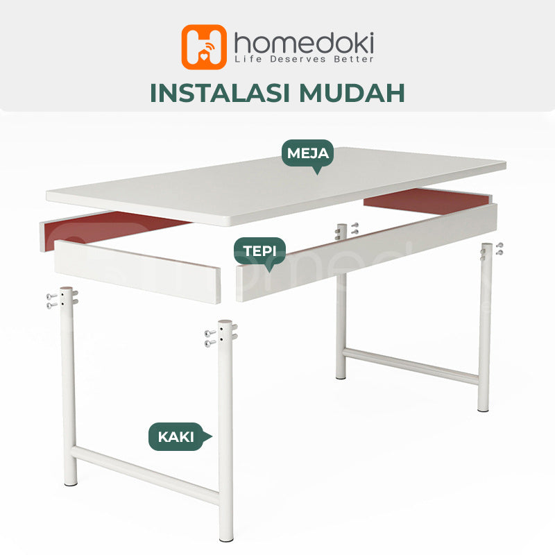Homedoki Meja Makan / Meja Makan Putih / Meja Makan Minimalis / Meja Belajar