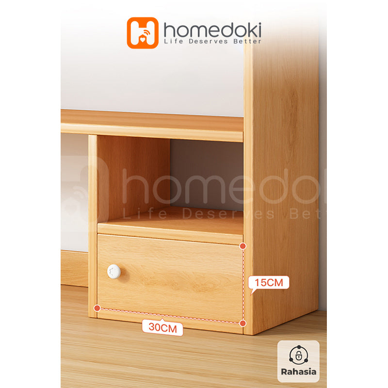 Homedoki Rak Buku / Tempat Buku / Rak Buku Kayu Minimalis / Rak Kamar / Rak Susun Portabel / Bookshelf