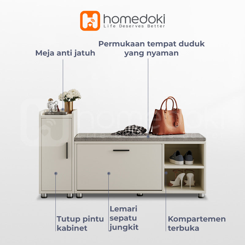 Homedoki Lemari Sepatu Kayu / Rak Sepatu / Lemari Kabinet Kayu Minimalis / Rak Sepatu Minimalis / Shoes Cabinet