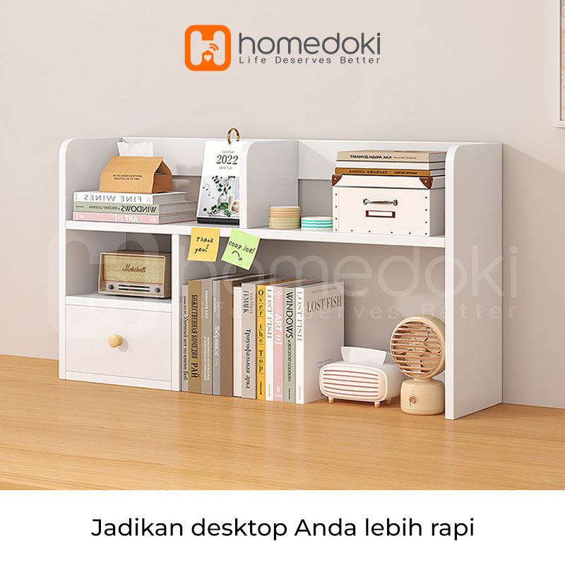 Homedoki Rak Buku / Tempat Buku / Rak Buku Kayu Minimalis / Rak Kamar / Rak Susun Portabel / Bookshelf