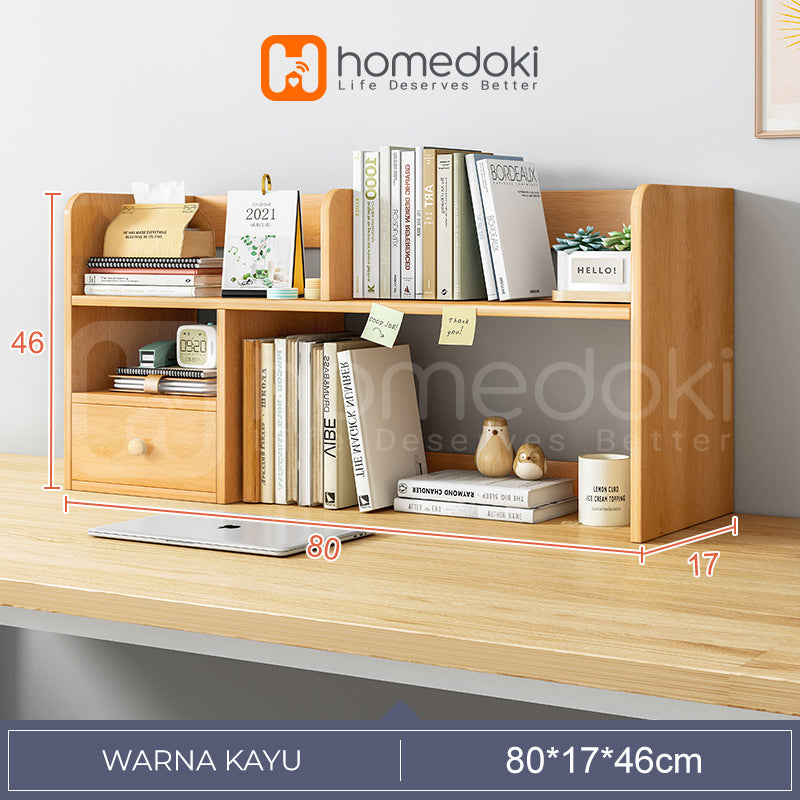 Homedoki Rak Buku / Tempat Buku / Rak Buku Kayu Minimalis / Rak Kamar / Rak Susun Portabel / Bookshelf